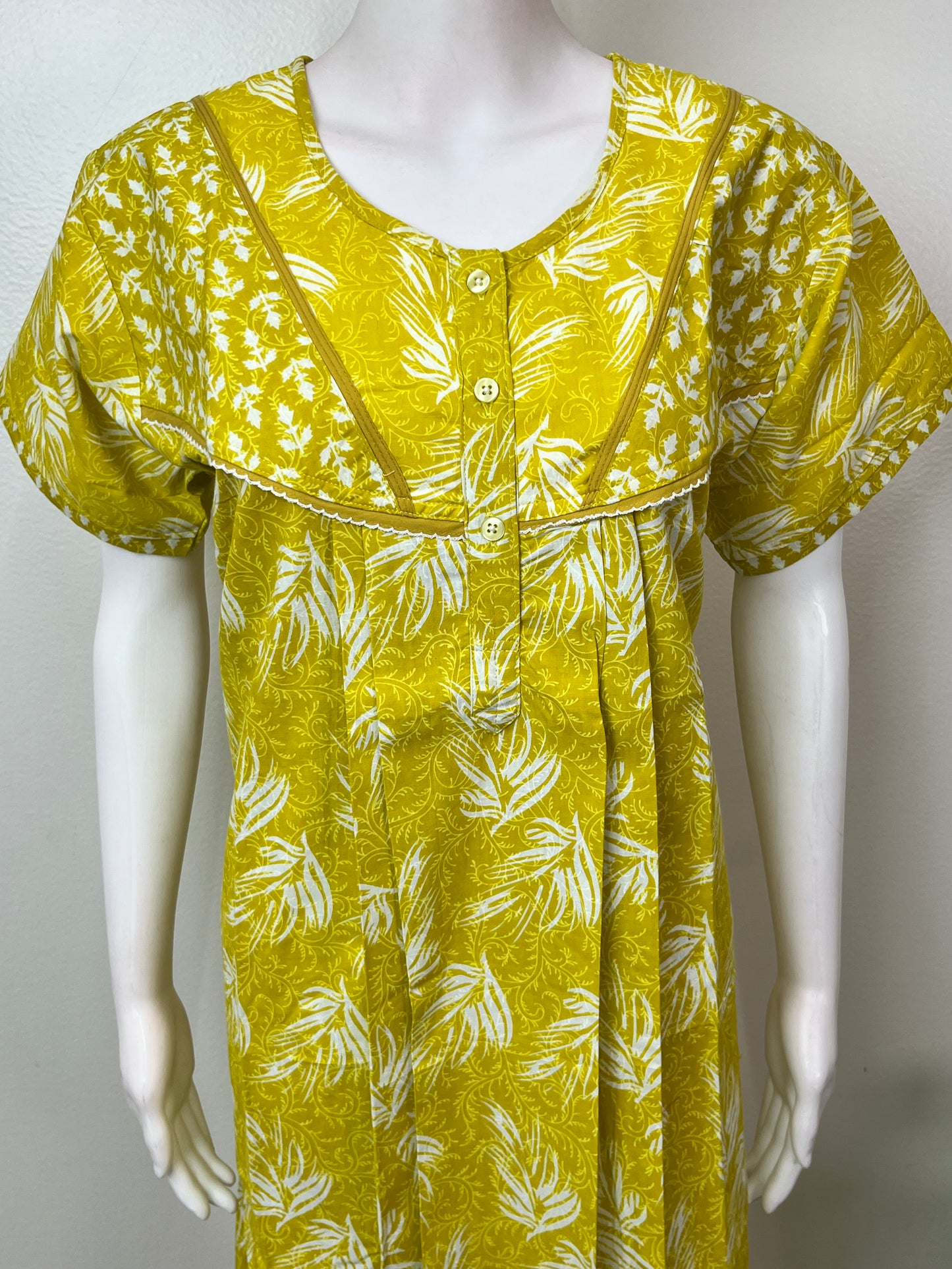 Neon Yellow Pure Cotton Nightgown for Women