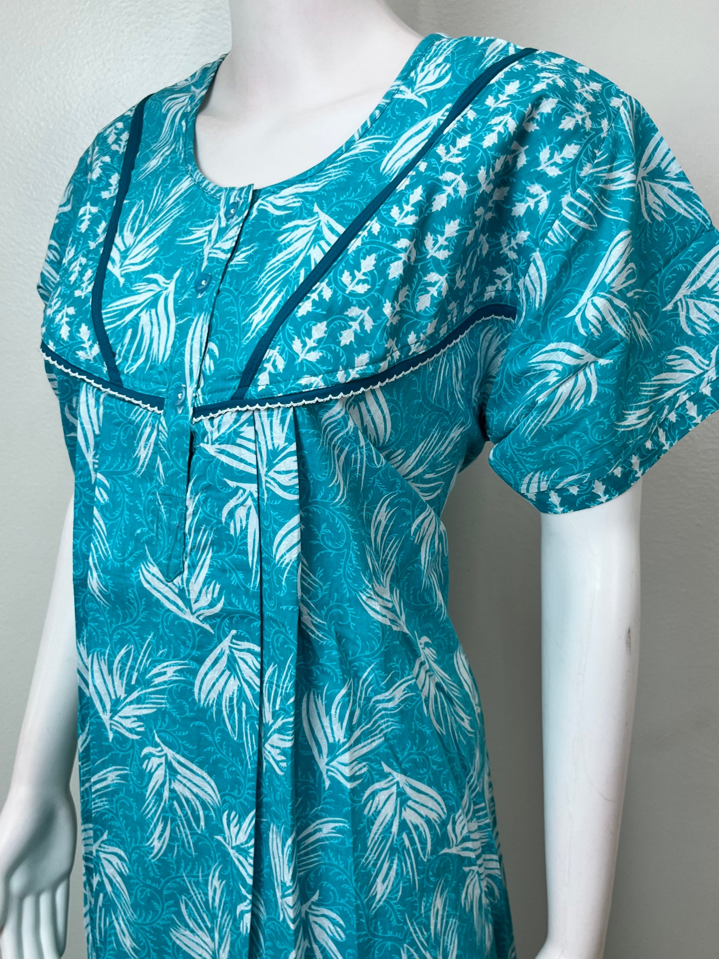 Aqua Blue Pure Cotton Soft & Breathable Nighty