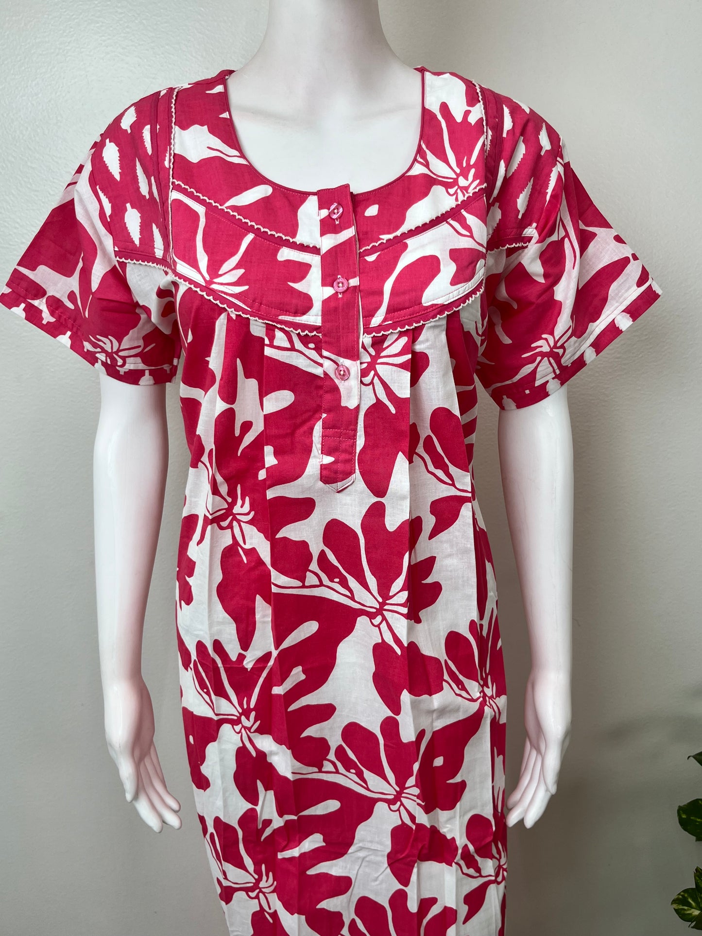 Raspberry Pure Cotton Nightgown Soft & Elegant