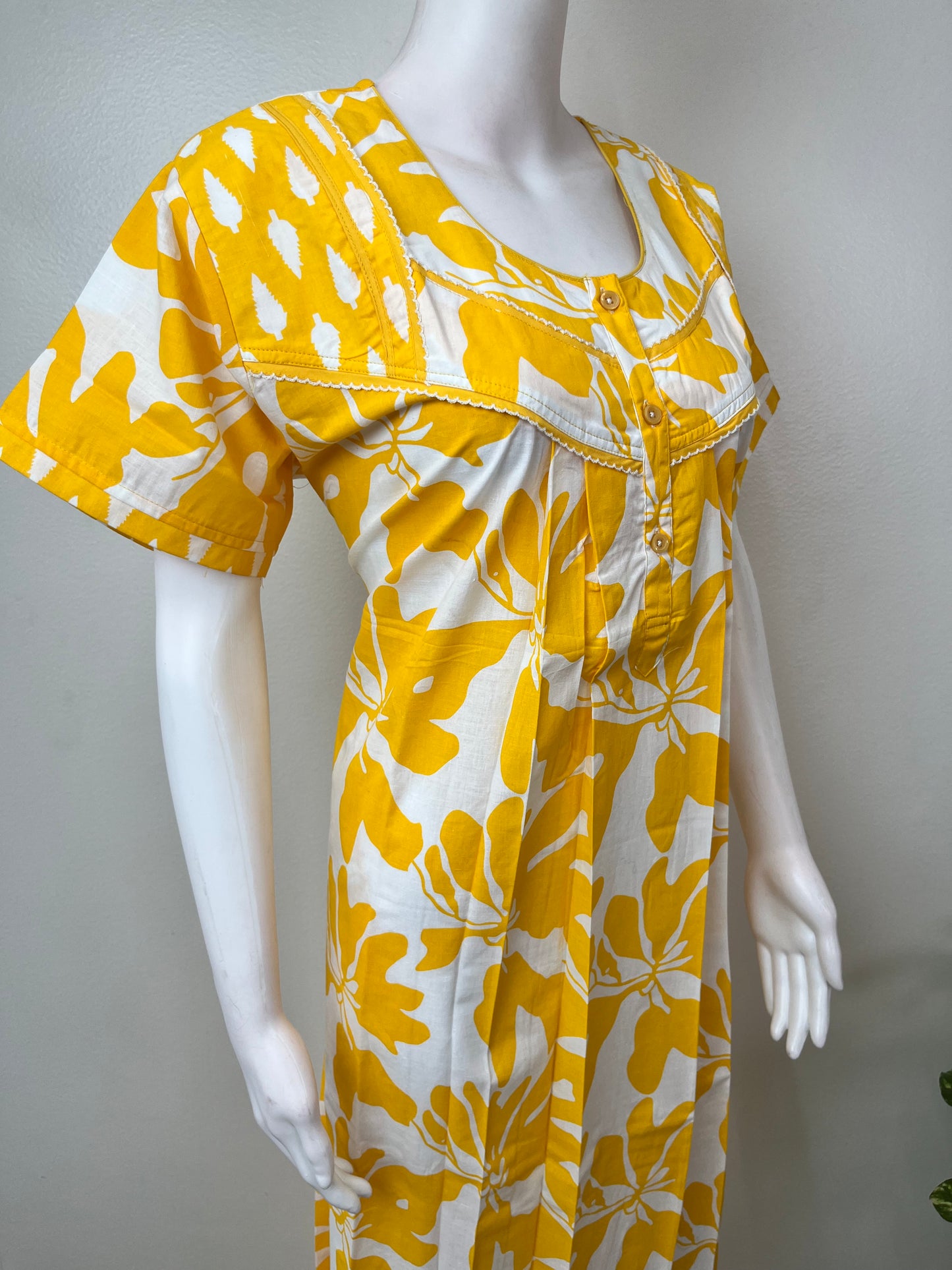 Lemon Yellow Pure Cotton Nighty Elegant & Comfortable