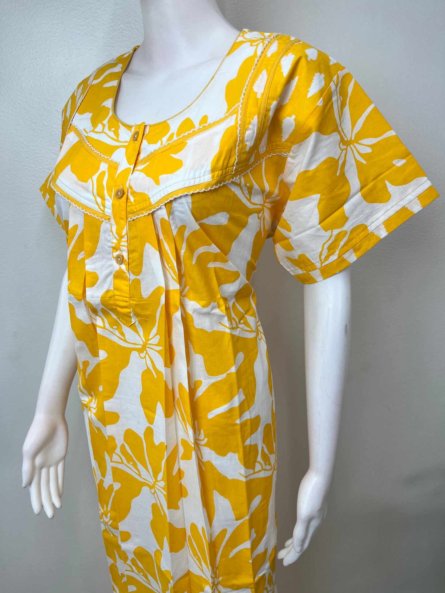 Lemon Yellow Pure Cotton Nighty Elegant & Comfortable