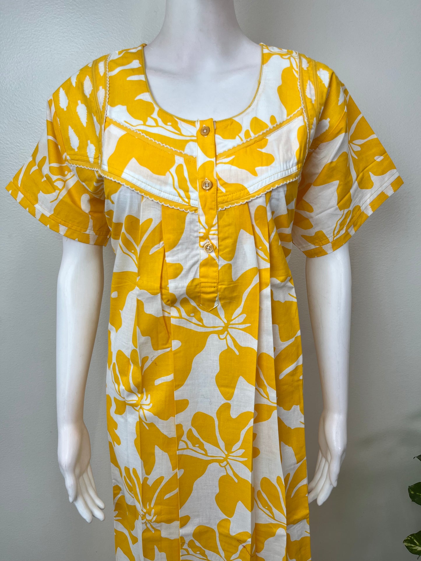 Lemon Yellow Pure Cotton Nighty Elegant & Comfortable