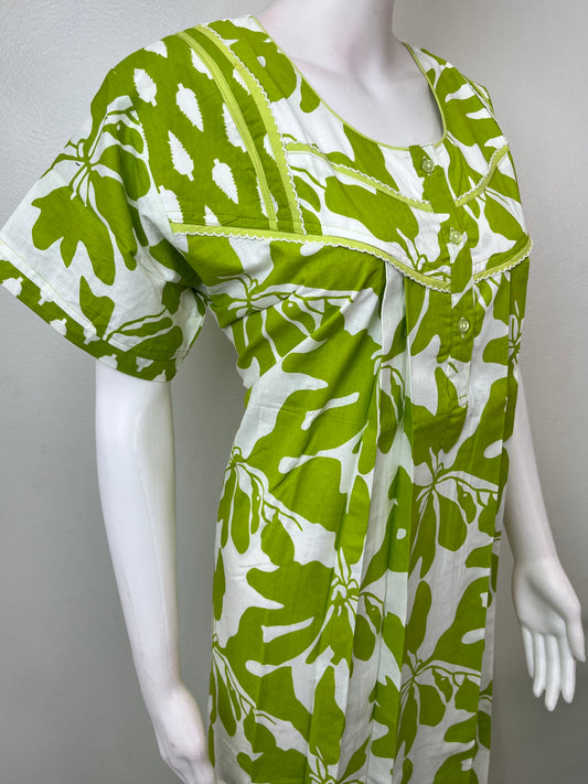Lime Green Pure Cotton Women's Nighty