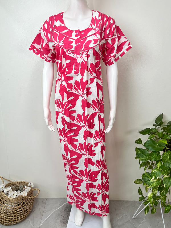 Raspberry Pure Cotton Nightgown Soft & Elegant