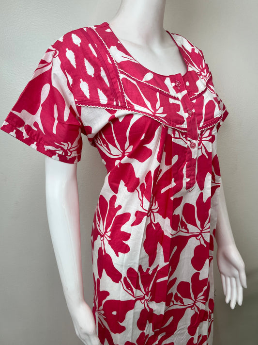 Raspberry Pure Cotton Nightgown Soft & Elegant