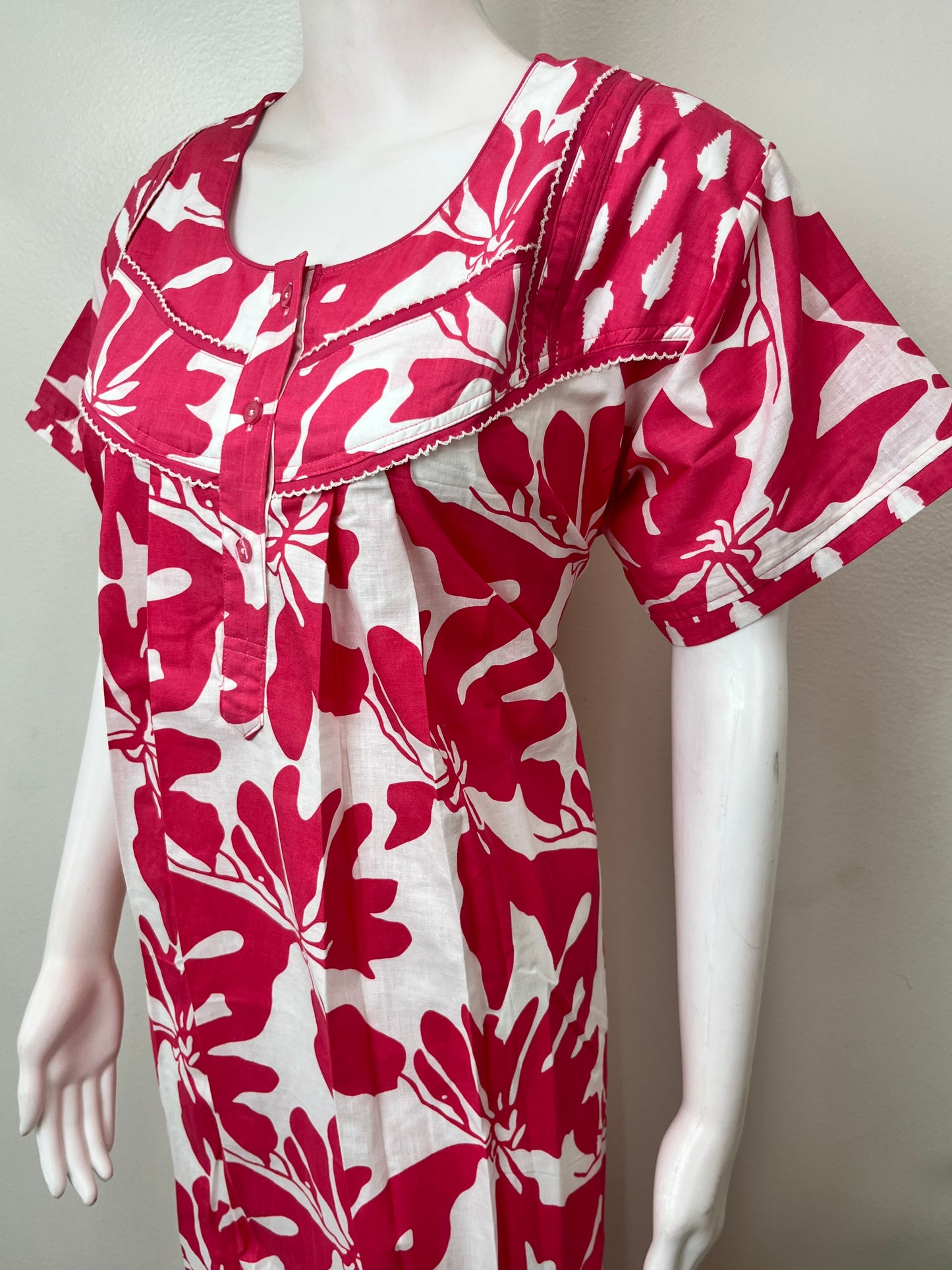 Raspberry Pure Cotton Nightgown Soft & Elegant