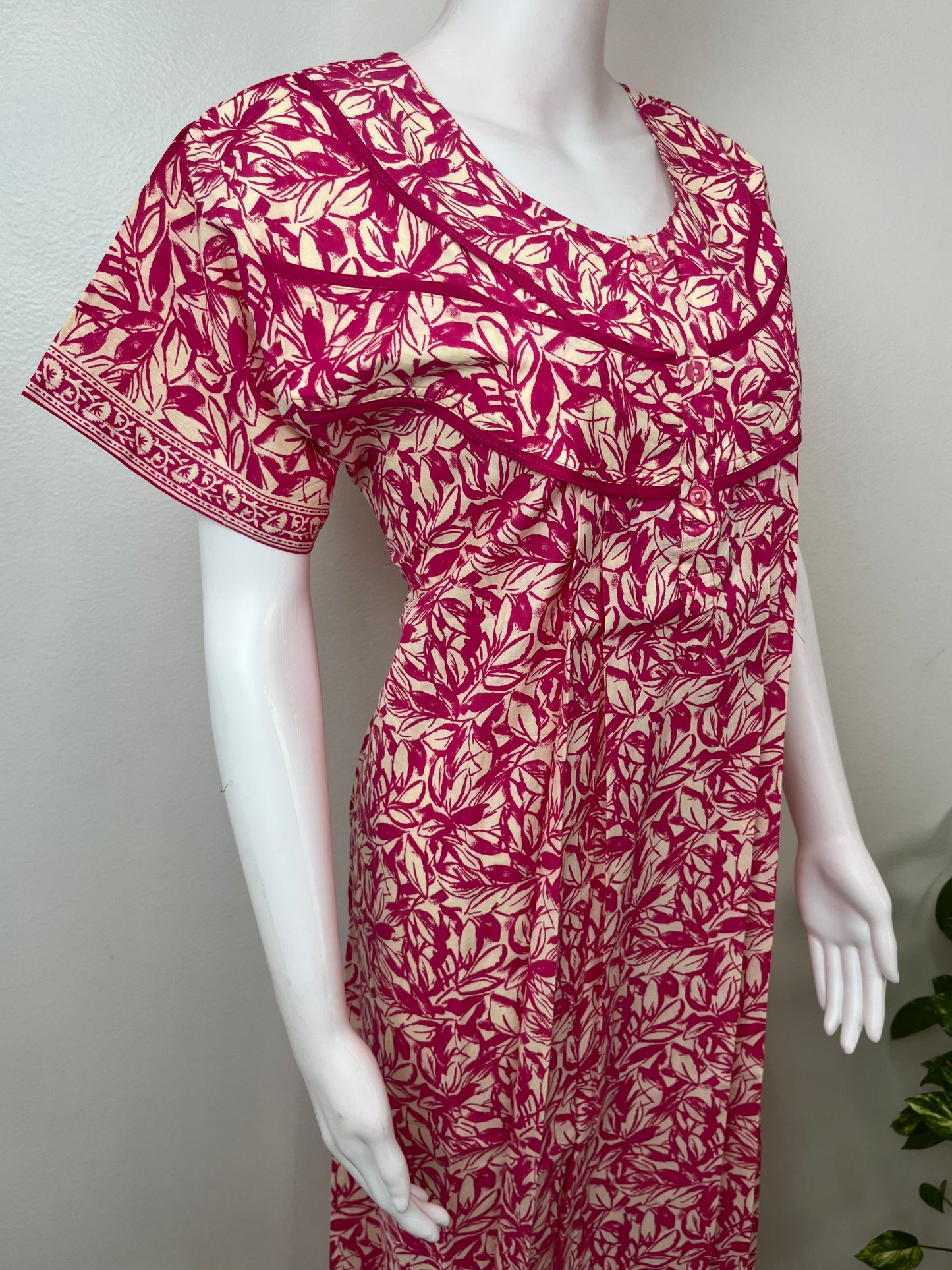 Pink Floral Printed 100% Cotton Nighty