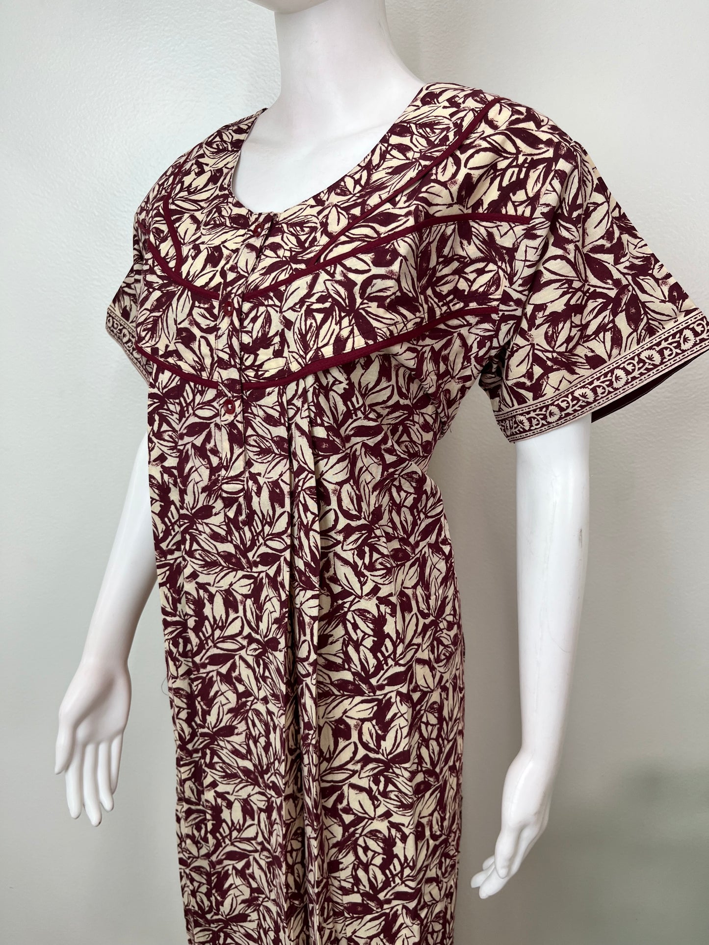 Maroon Pure Cotton Nightgown Soft & Comfortable