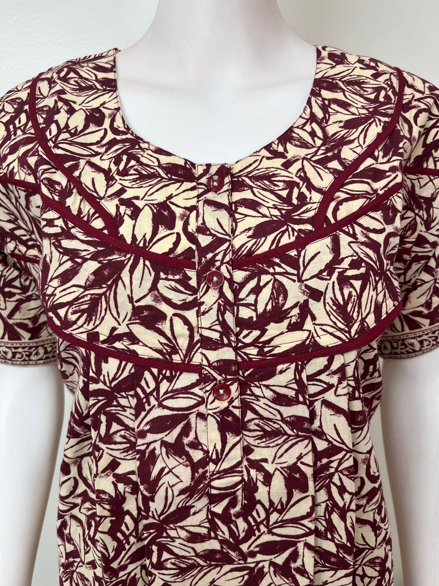 Maroon Pure Cotton Nightgown Soft & Comfortable
