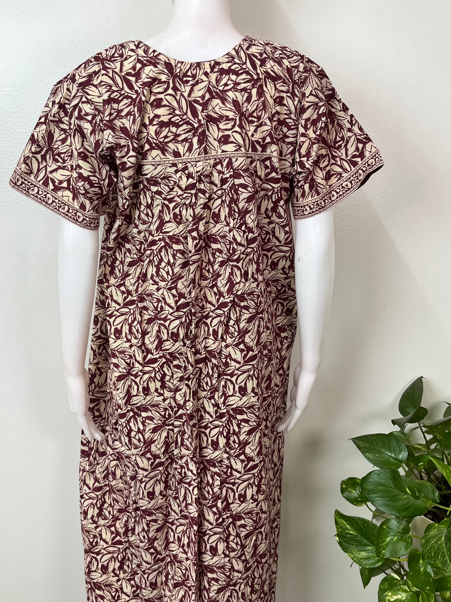 Maroon Pure Cotton Nightgown Soft & Comfortable