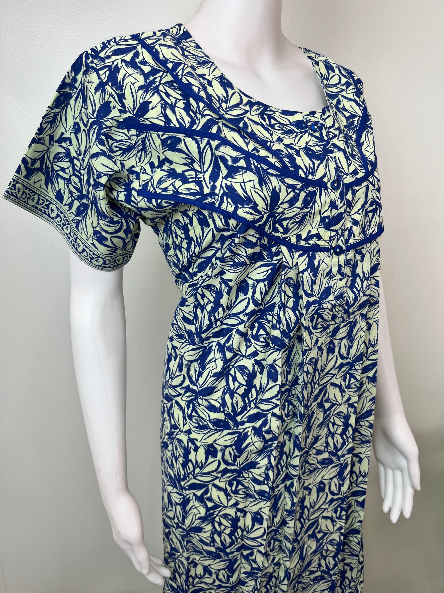 Royal Blue Printed 100% Cotton Nighty