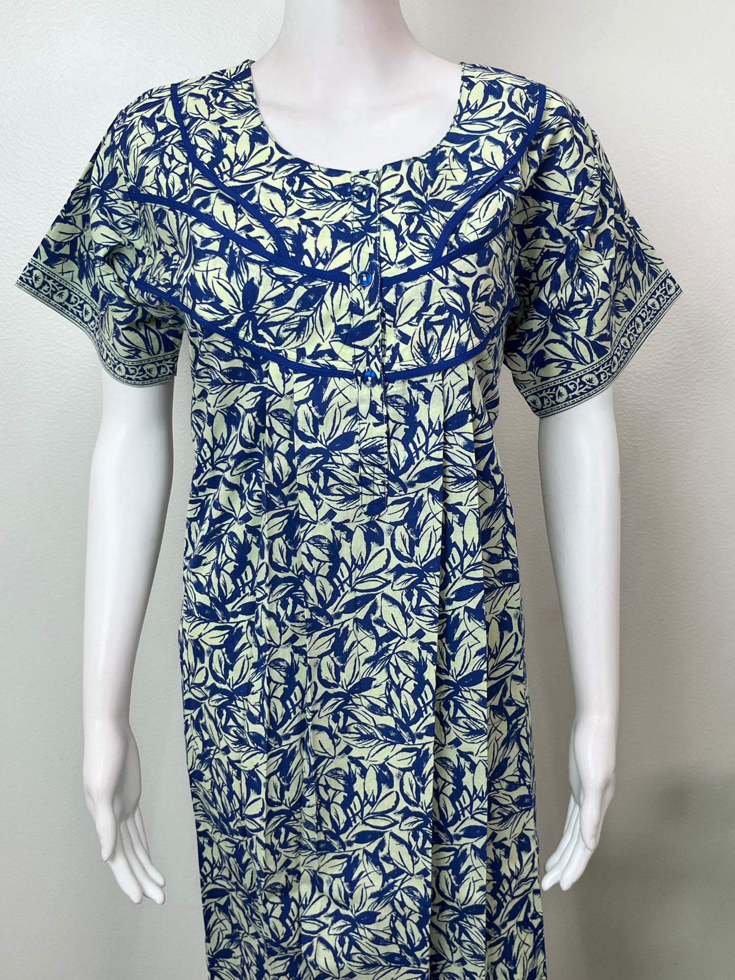 Royal Blue Printed 100% Cotton Nighty