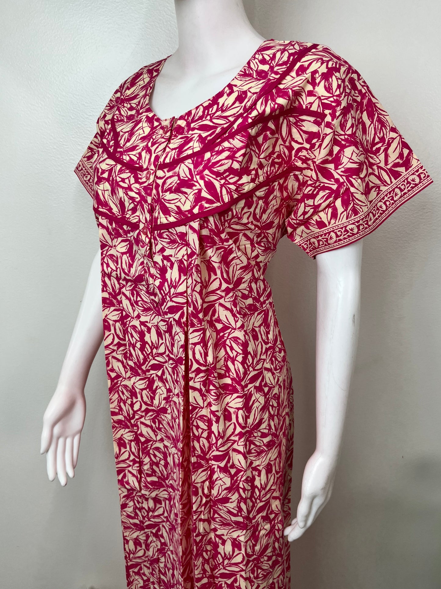 Pink Floral Printed 100% Cotton Nighty