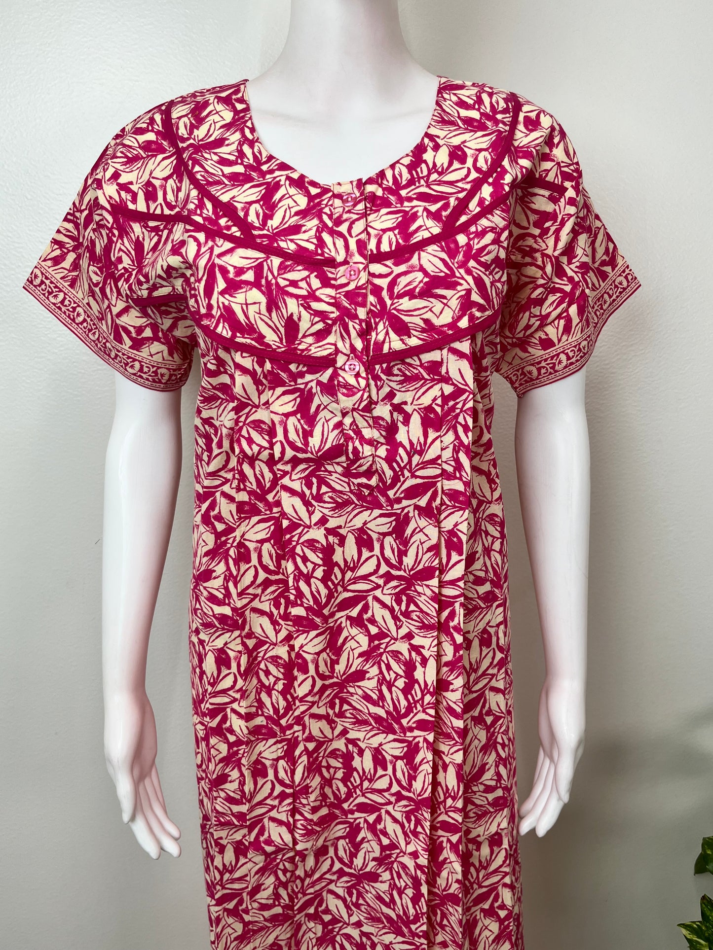 Pink Floral Printed 100% Cotton Nighty