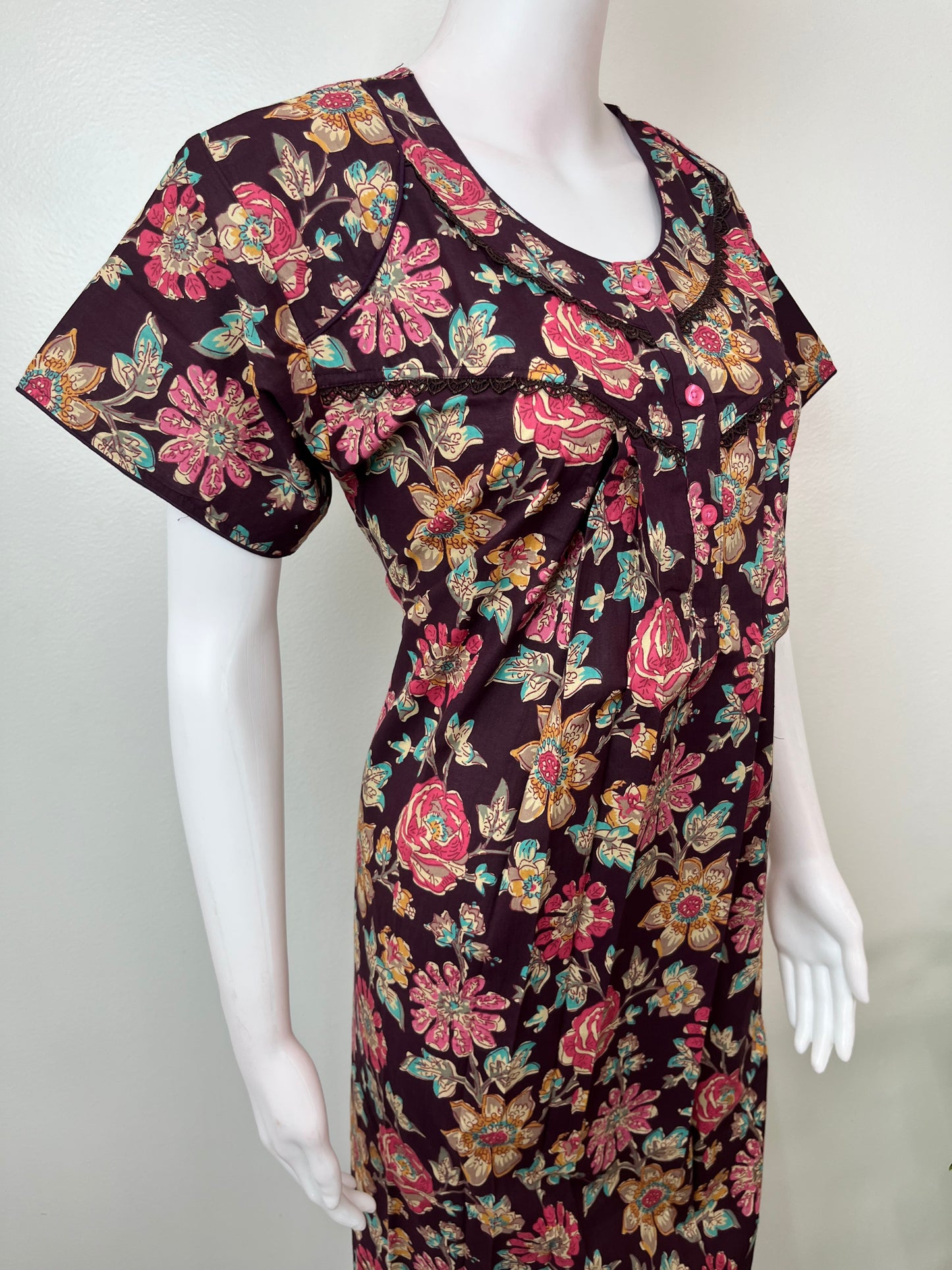 Deep Violet 100% Cotton Women's Nighty