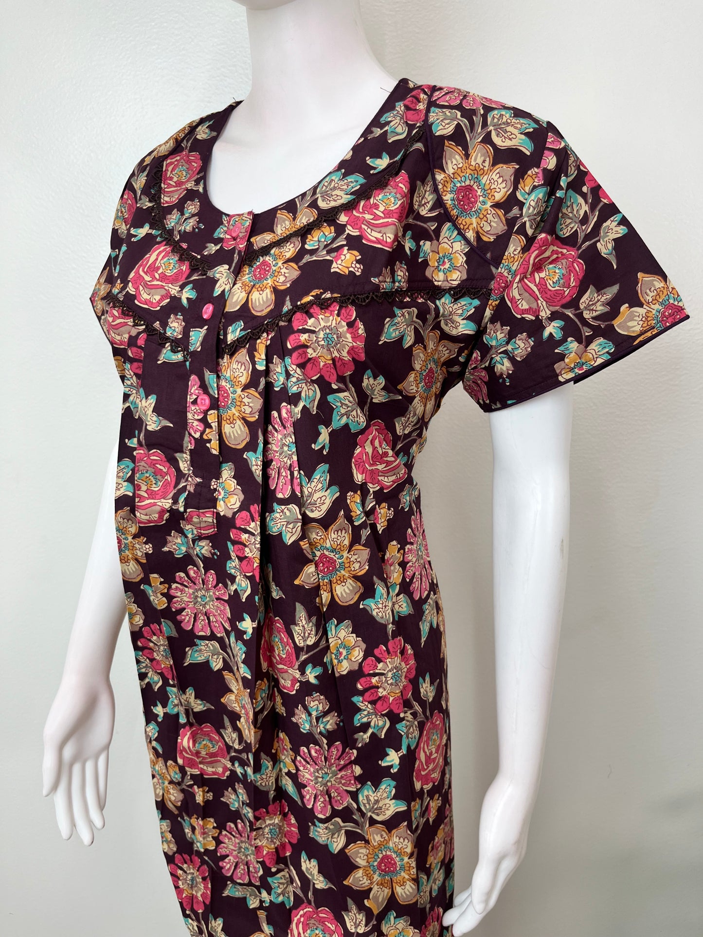 Deep Violet 100% Cotton Women's Nighty