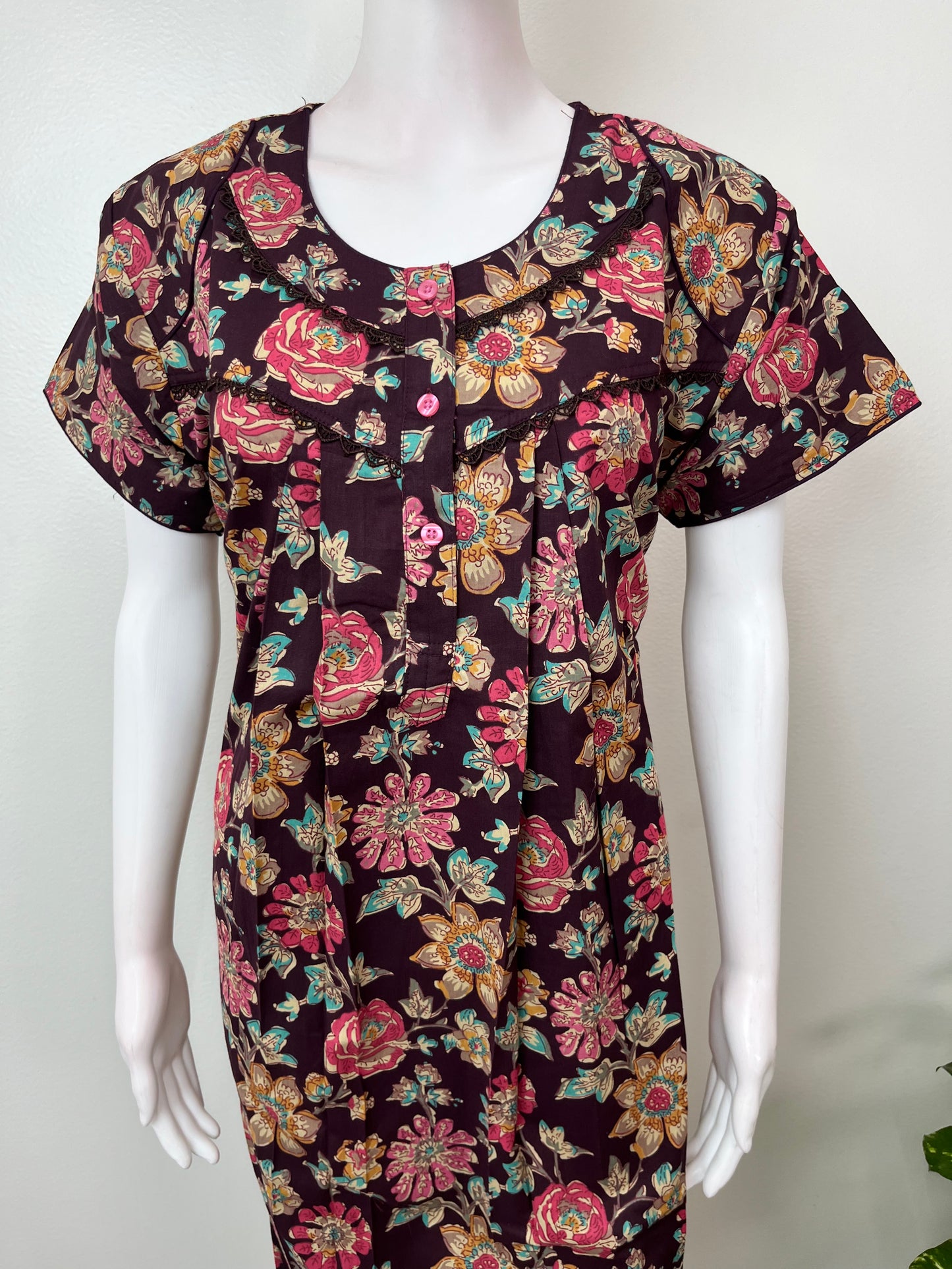 Deep Violet 100% Cotton Women's Nighty