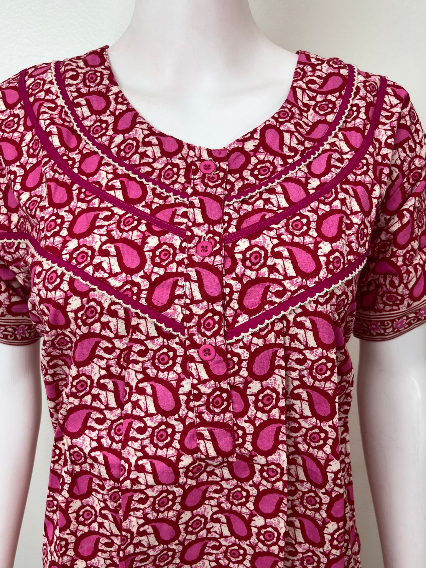 Hot Pink Pure Cotton Nightgown Soft & Comfortable