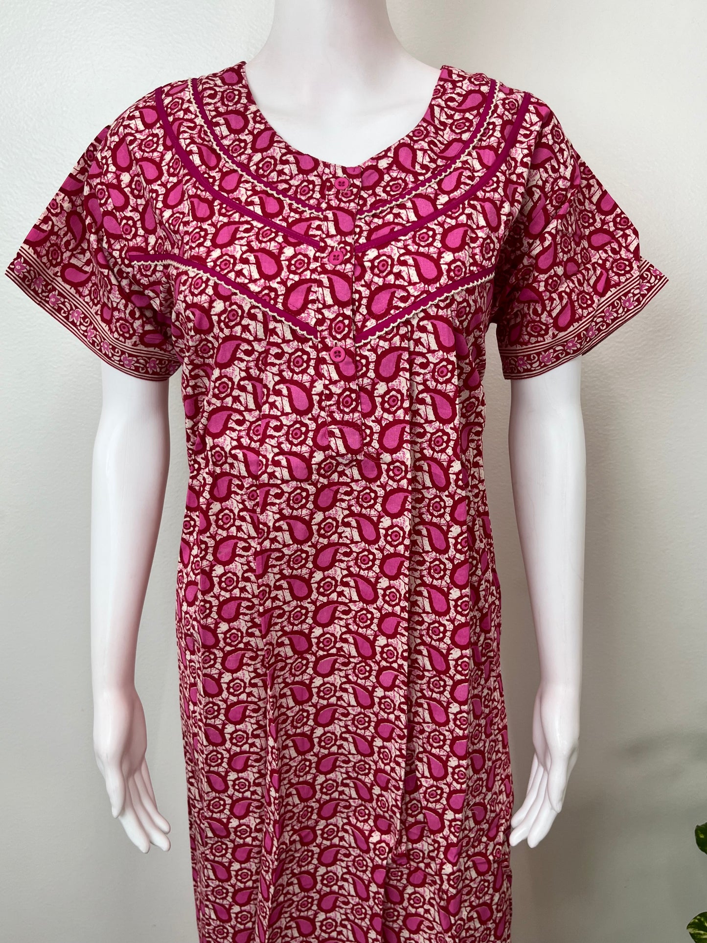 Hot Pink Pure Cotton Nightgown Soft & Comfortable