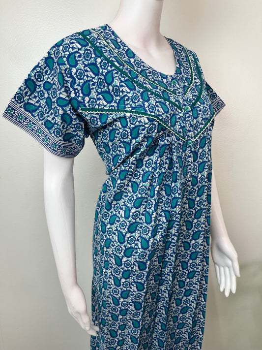 Royal Blue Pure Cotton Nightgown for Women