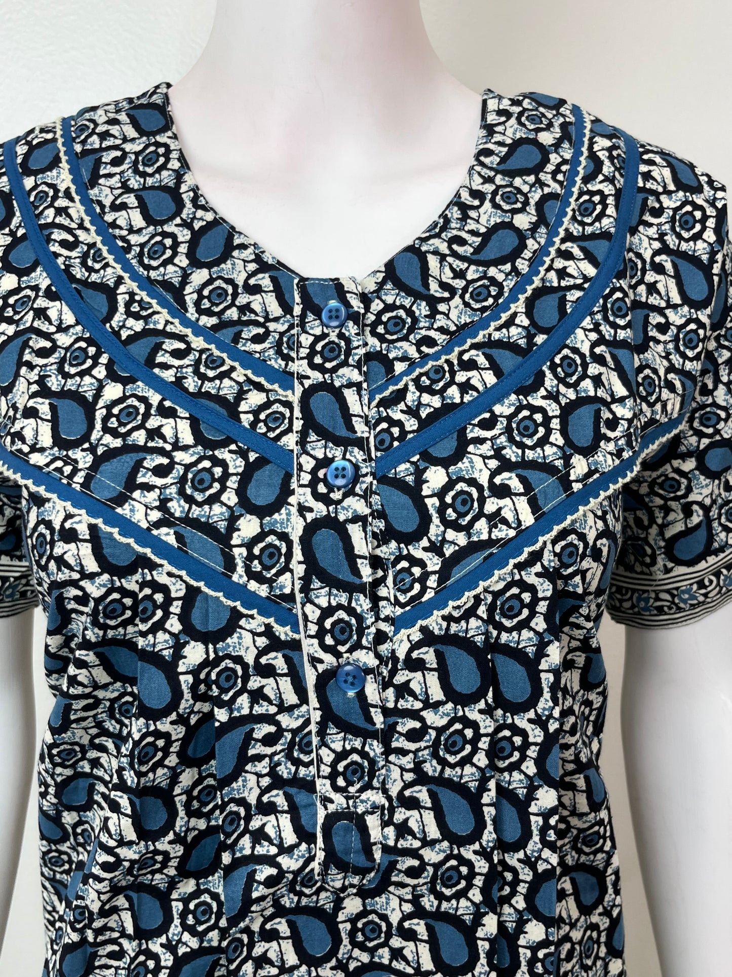 Pleated Style 100% Cotton Nightgown for Women