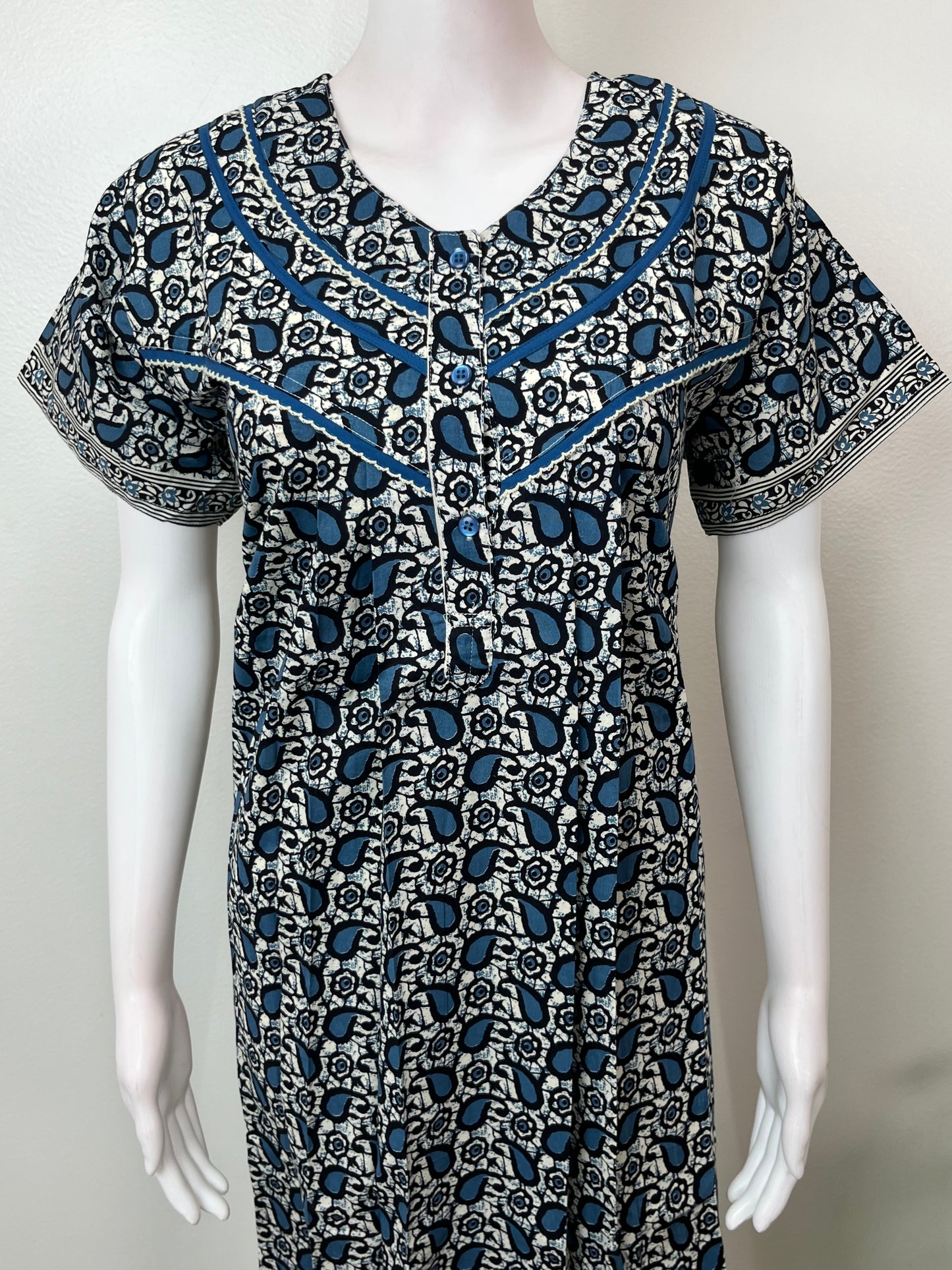 Pleated Style 100% Cotton Nightgown for Women