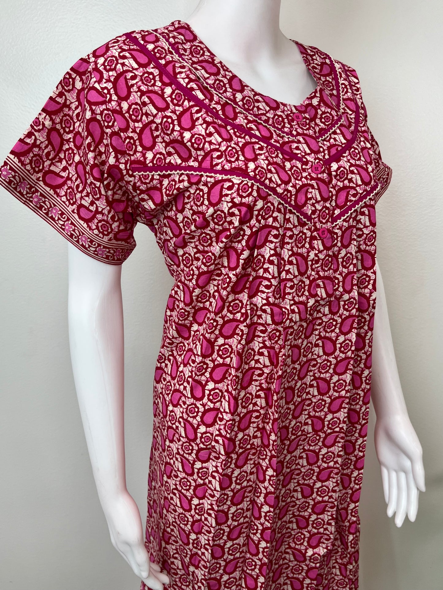 Hot Pink Pure Cotton Nightgown Soft & Comfortable