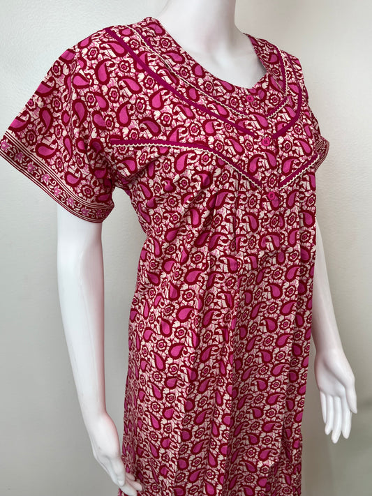 Hot Pink Pure Cotton Nightgown Soft & Comfortable