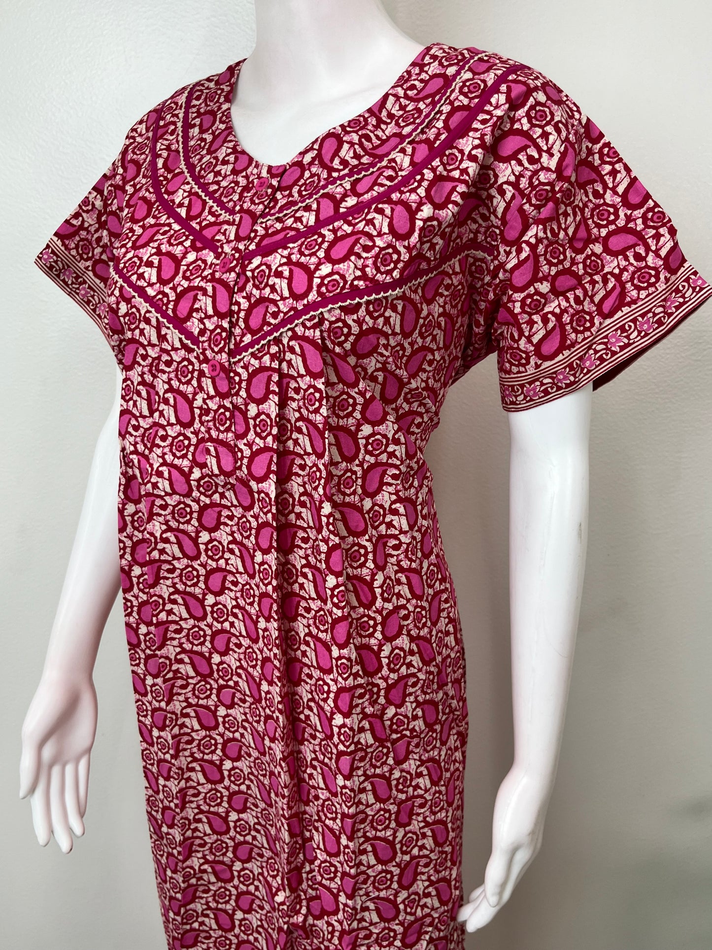 Hot Pink Pure Cotton Nightgown Soft & Comfortable