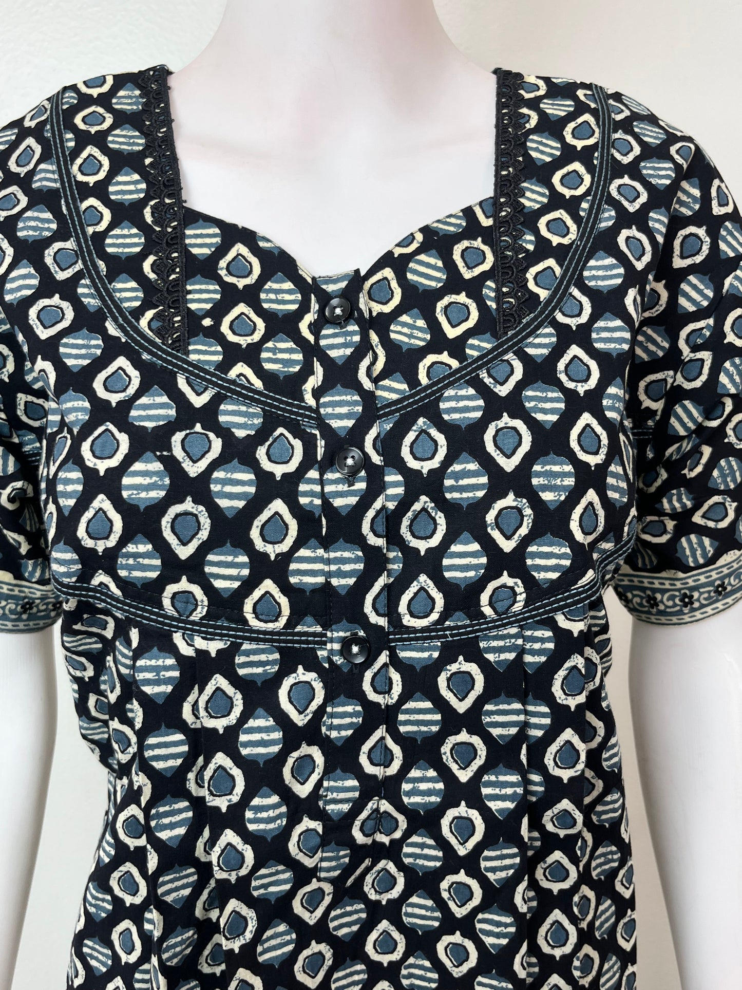 Black Pure Cotton Nightgown Elegant & Breathable