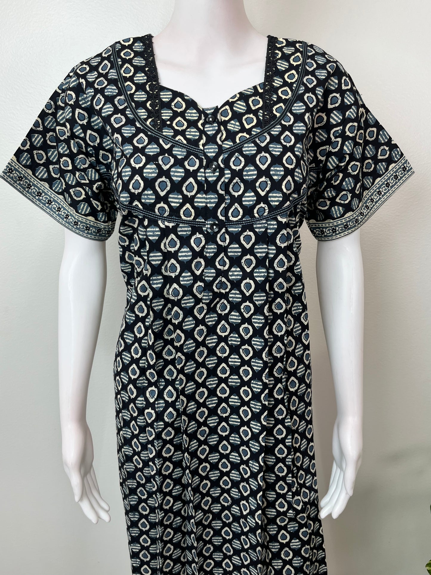 Black Pure Cotton Nightgown Elegant & Breathable