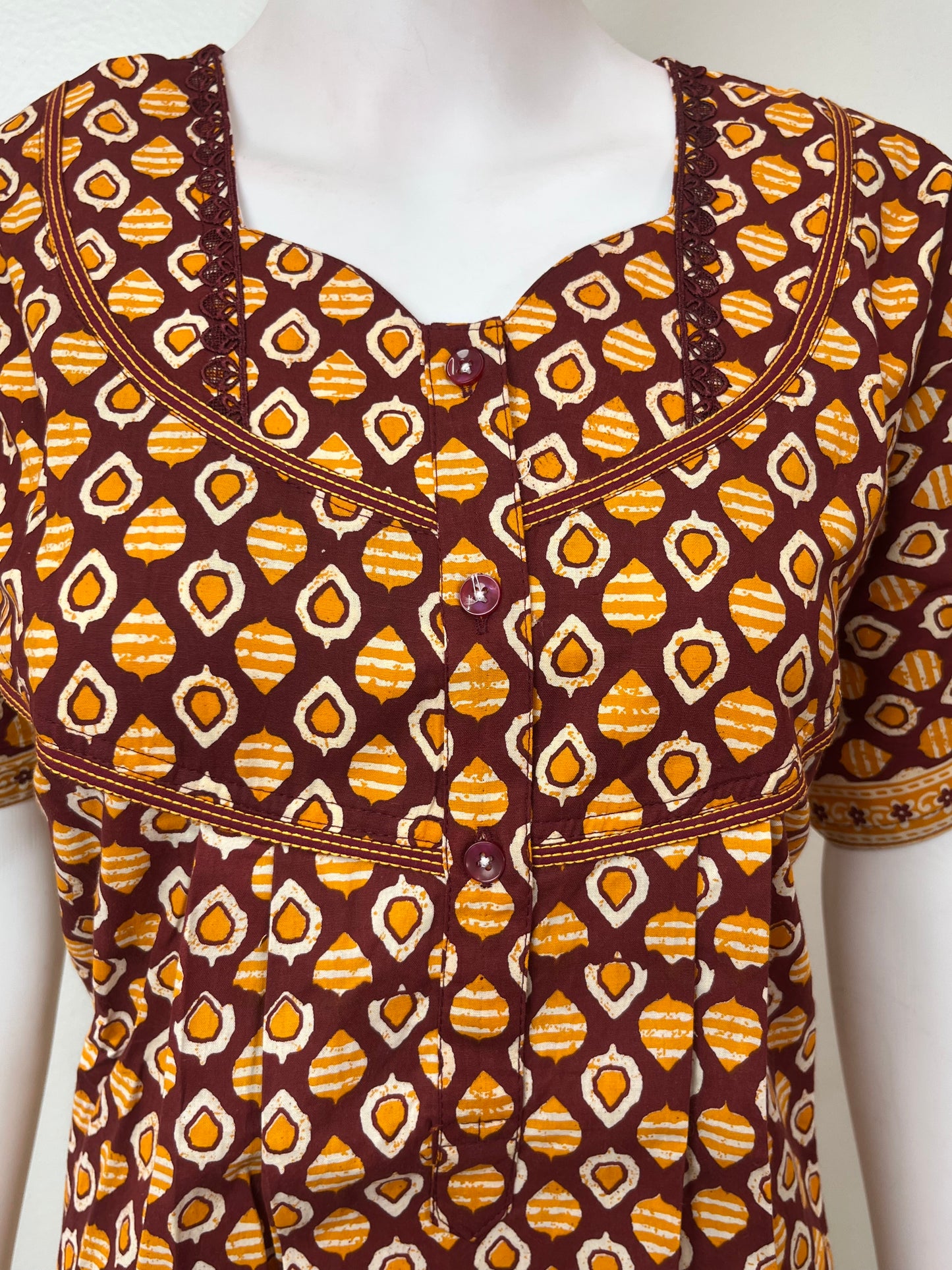 Geometric Print 100% Cotton Nightgown