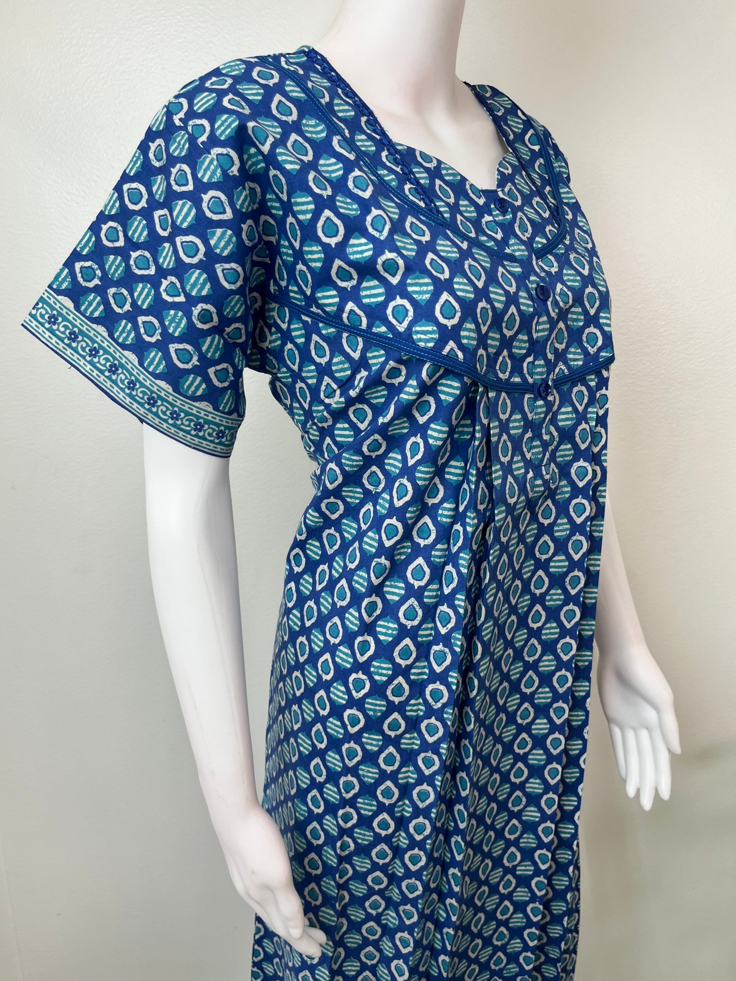 Blue 100% Cotton Nighty for Women