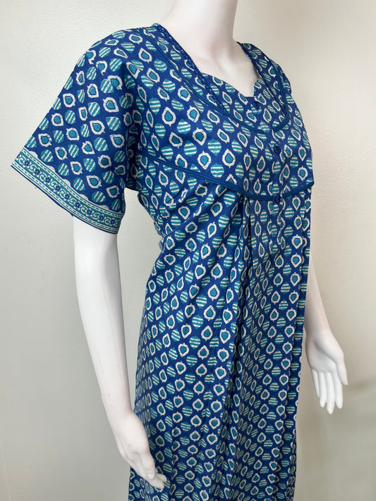Blue 100% Cotton Nighty for Women