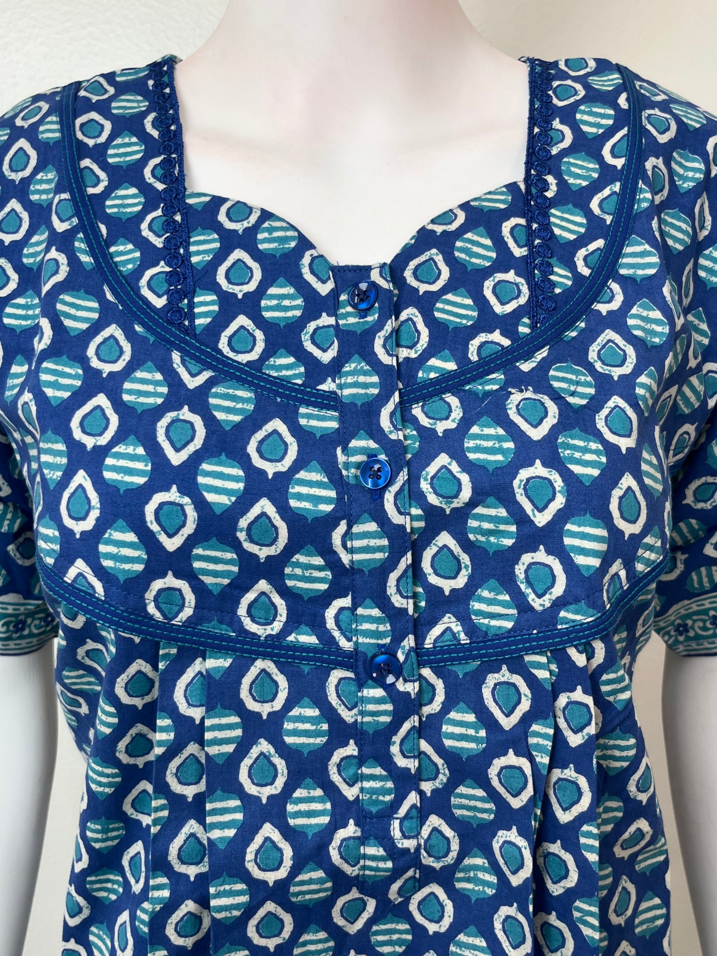 Blue 100% Cotton Nighty for Women