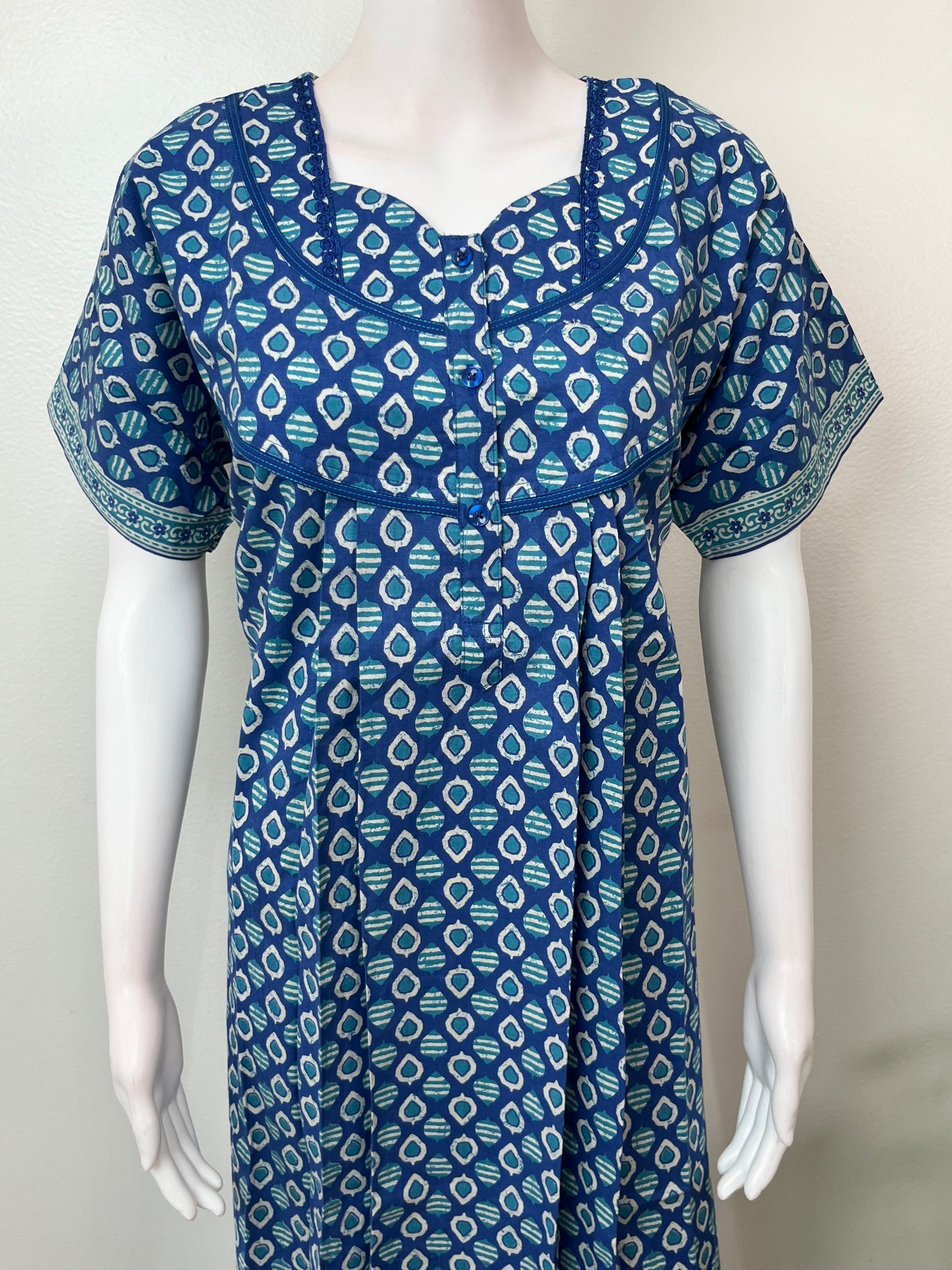 Blue 100% Cotton Nighty for Women