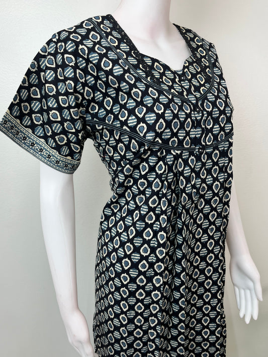 Black Pure Cotton Nightgown Elegant & Breathable