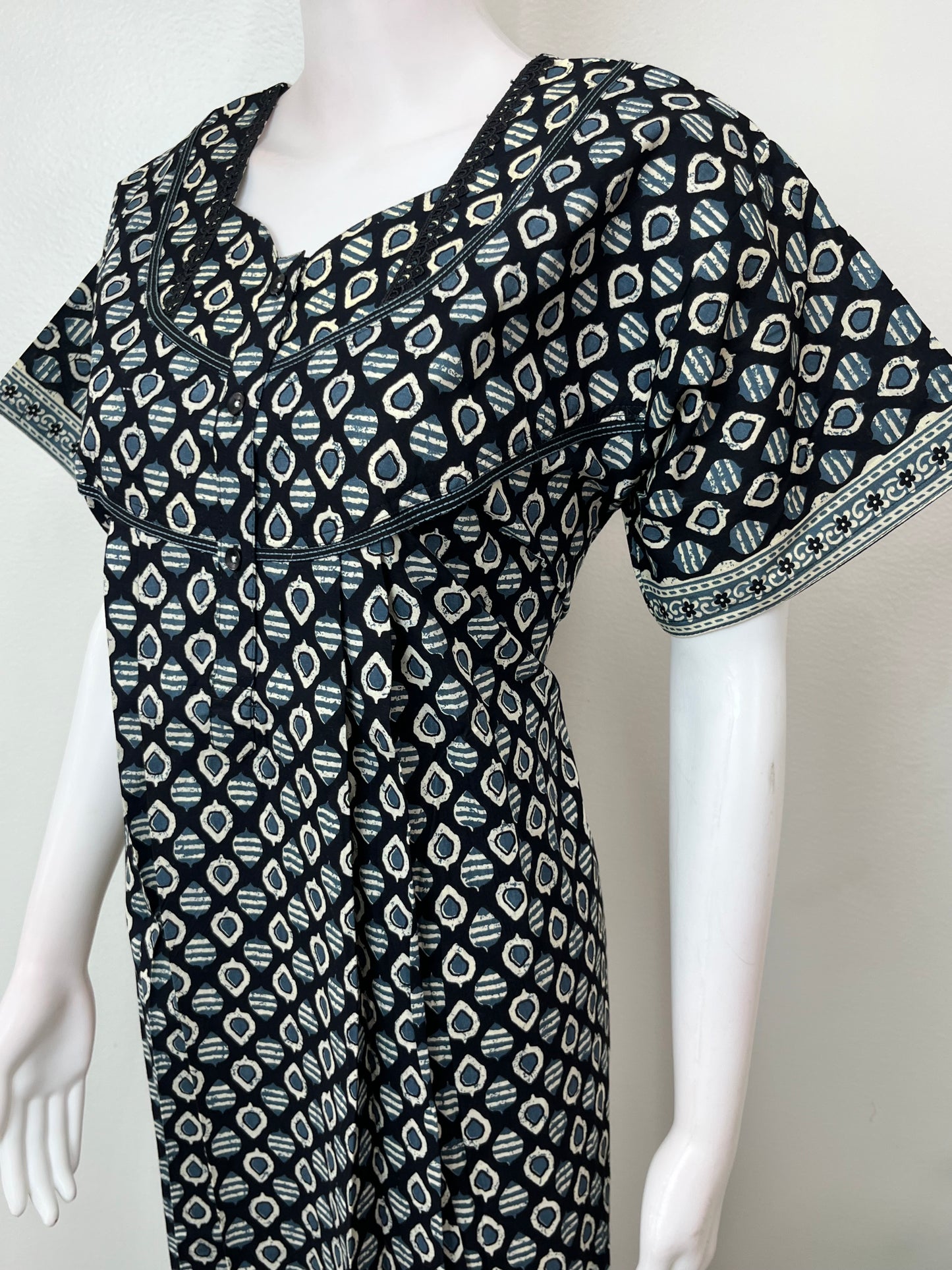 Black Pure Cotton Nightgown Elegant & Breathable