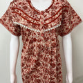 Red Pleated Style Pure Cotton Nightgown