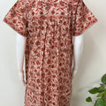 Red Pleated Style Pure Cotton Nightgown