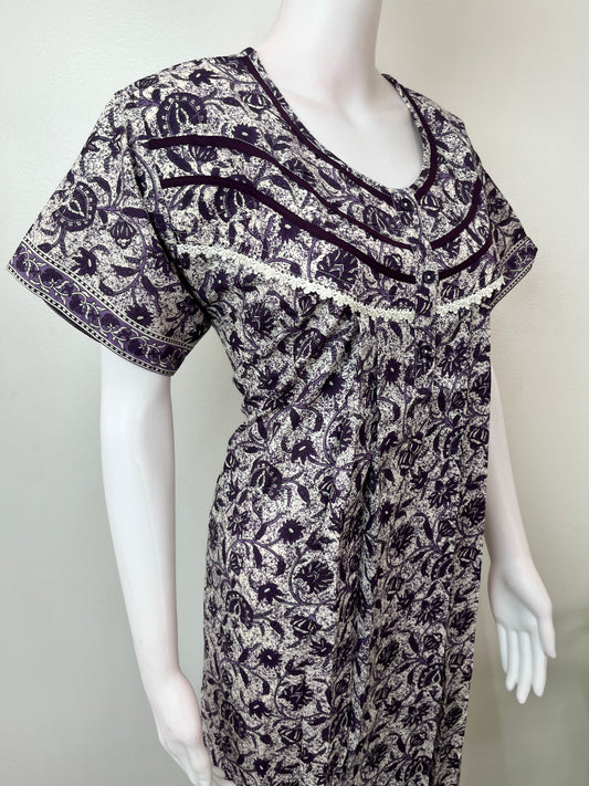 Purple Pure Cotton Nighty Soft & Comfortable