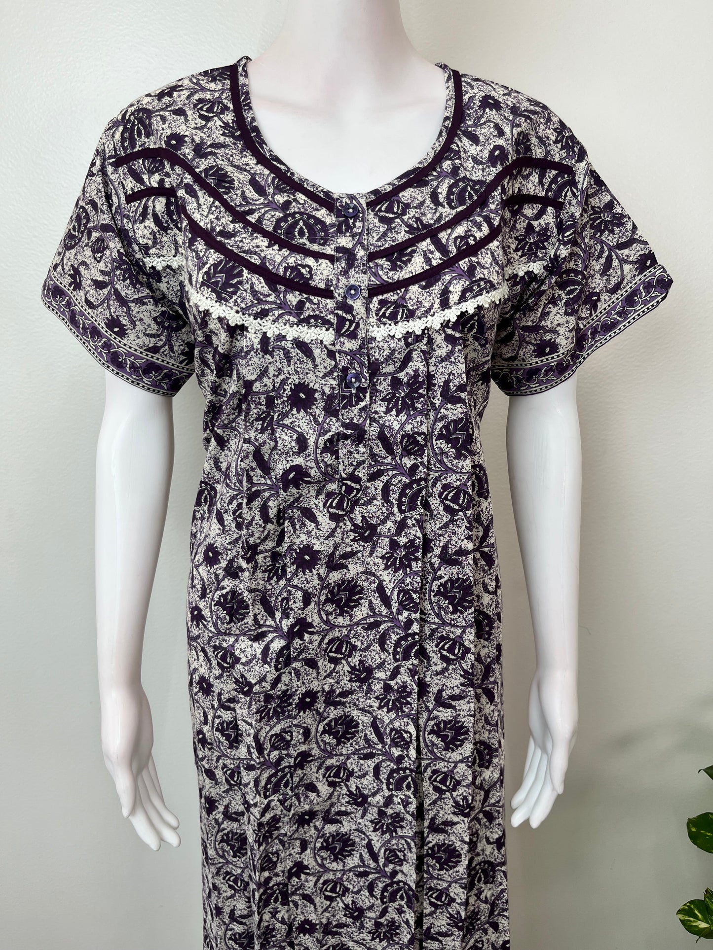 Purple Pure Cotton Nighty Soft & Comfortable