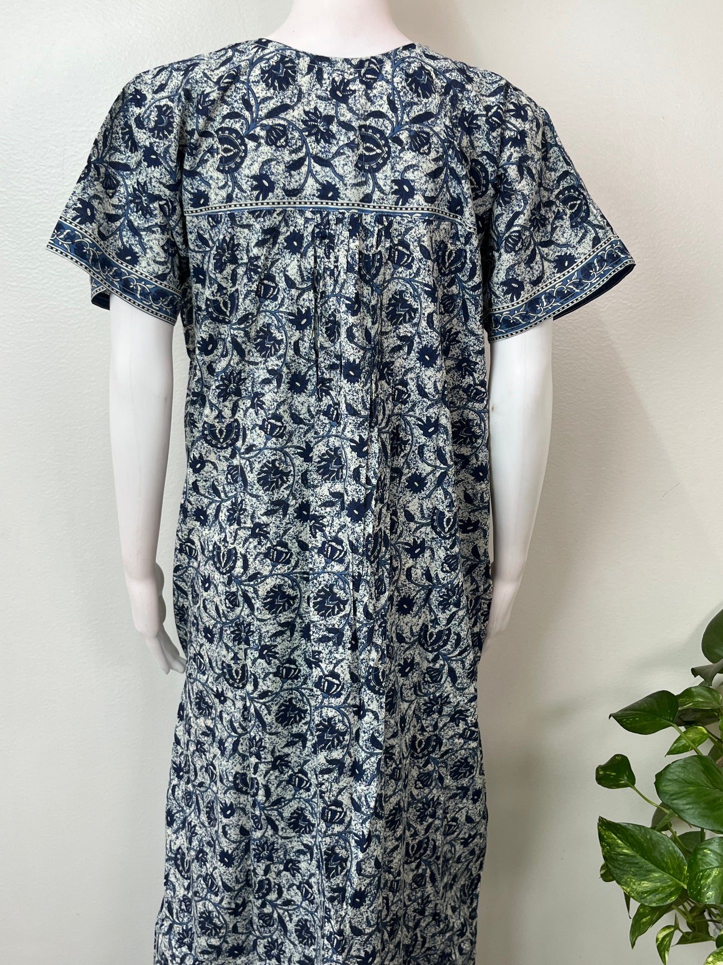 Navy Blue 100% Cotton Nightgown for Women