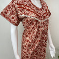 Red Pleated Style Pure Cotton Nightgown