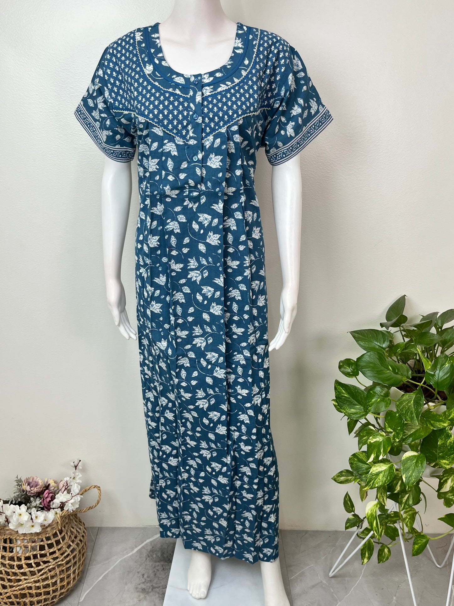 Blue Pure Cotton Soft & Comfortable Nighty