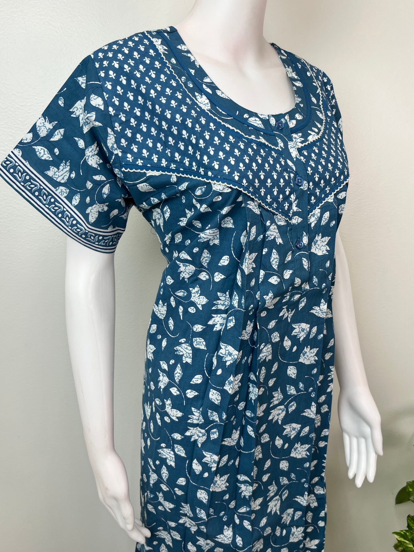 Blue Pure Cotton Soft & Comfortable Nighty