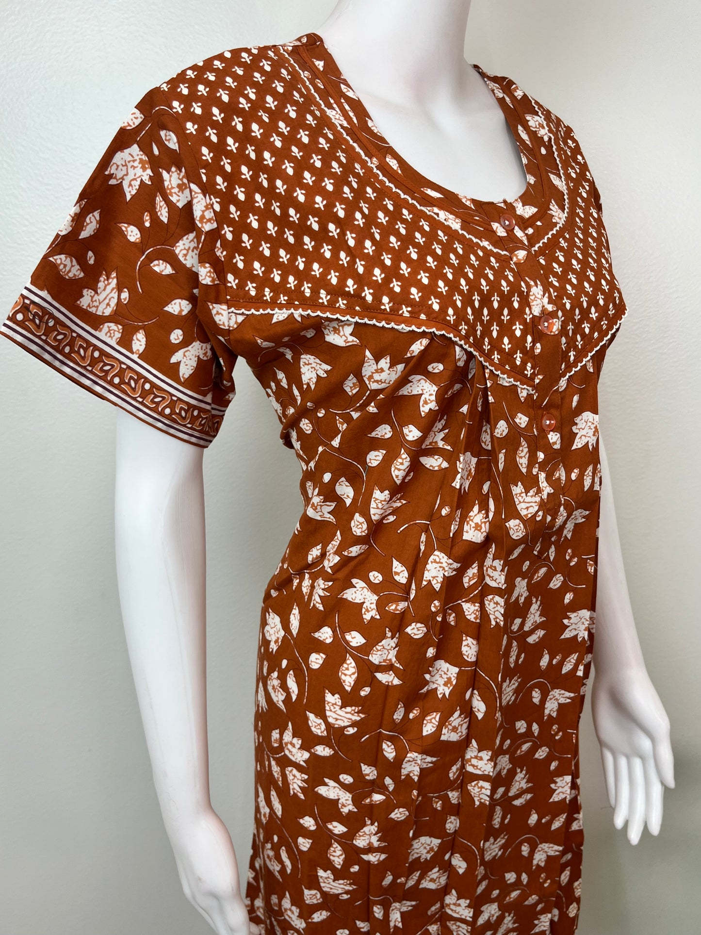 Floral Printed Pure Cotton Nightgown for Women