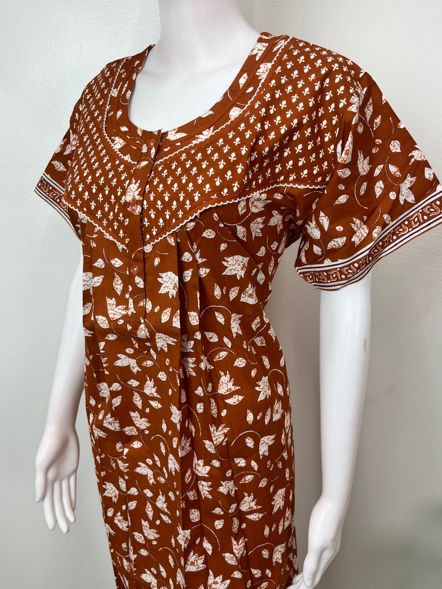 Floral Printed Pure Cotton Nightgown for Women