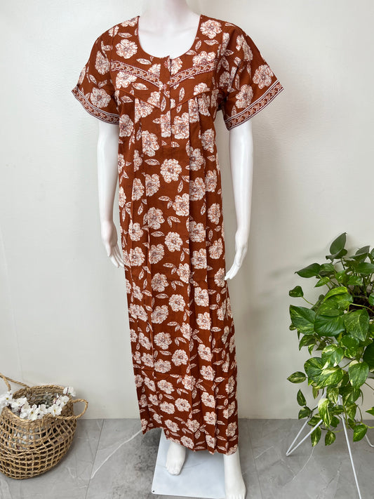 Rust Orange 100% Cotton Nightgown