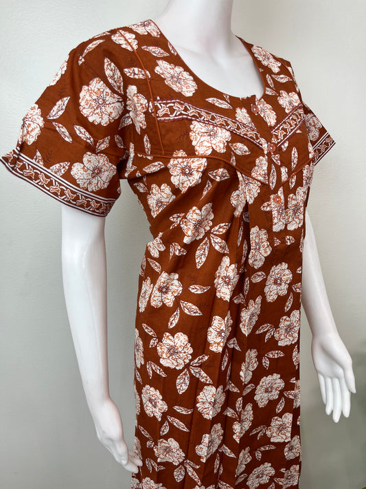Rust Orange 100% Cotton Nightgown